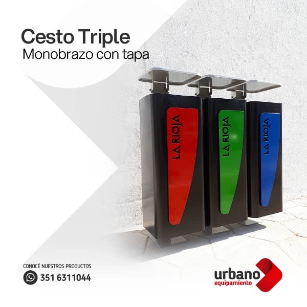 CESTO TRIPLE MONOBRAZO CON TAPA PRISMATICO - Imagen 1